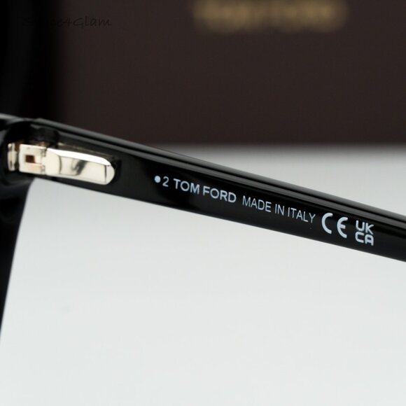 Tom Ford Woman Sunglasses Black Blue Block Clip-On Grey Cat Eye FT5971-B 014 NEW - Picture 11 of 14